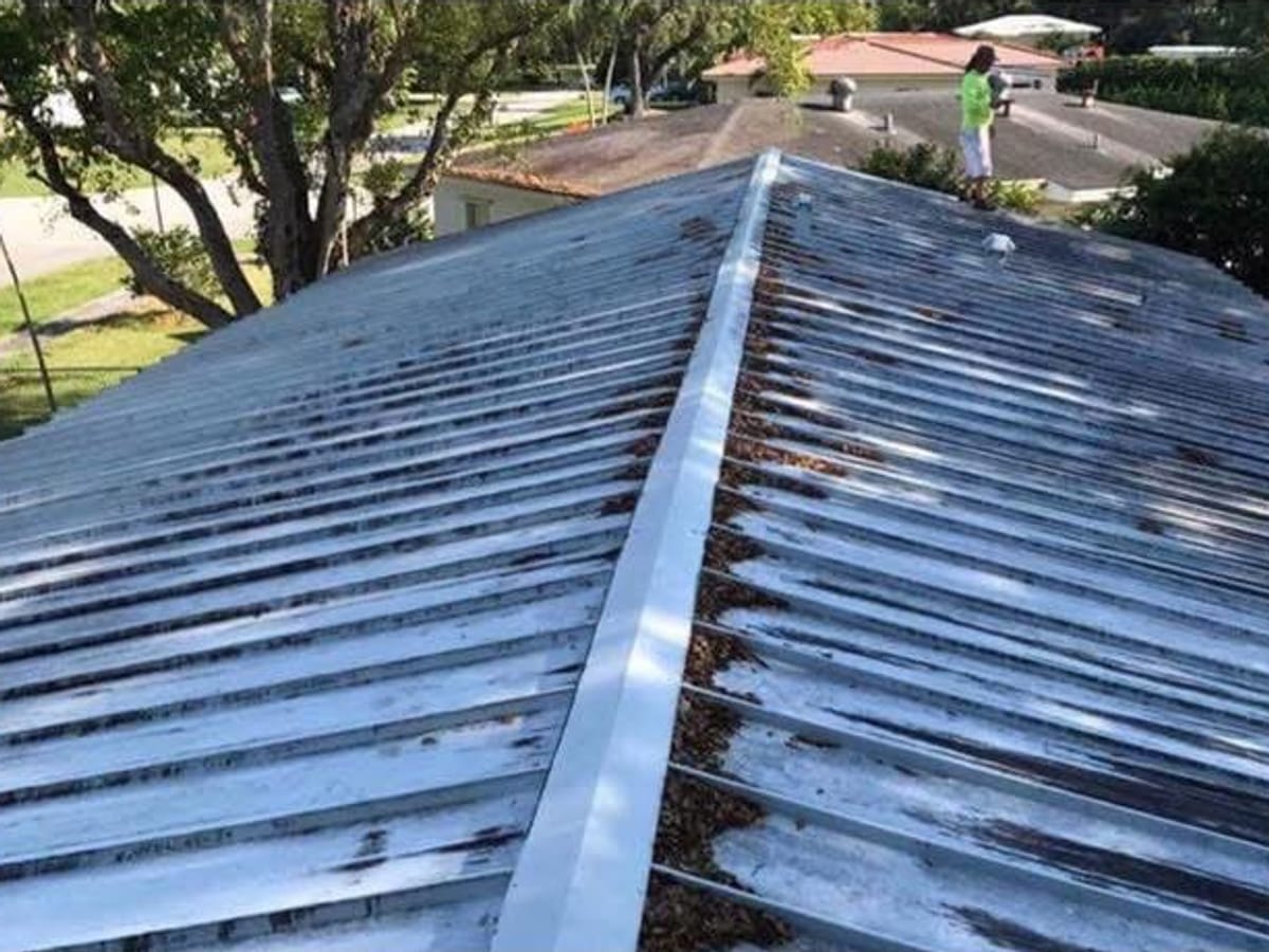 Before: Metal roof coating