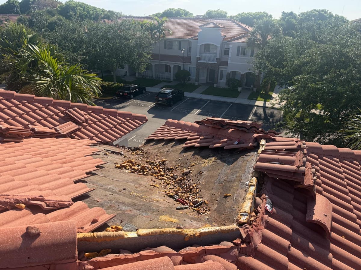 Before: Tile roof valley rebuild